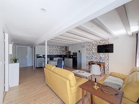 Salon spacieux et confortable de l’appartement Le Cèdre